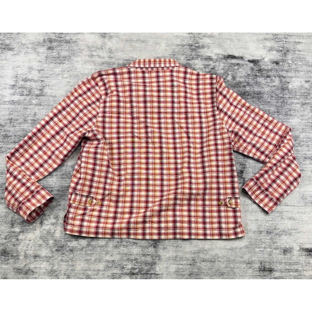 Christopher & Banks Womens XL Red Orange Plaid Button Up Shirt Long Sleeve - Picture 2 of 8